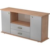 KAPA SB | Dressoir | met deuren + laden - Walnoot/Zilver Sideboard Greeplijst kunststof