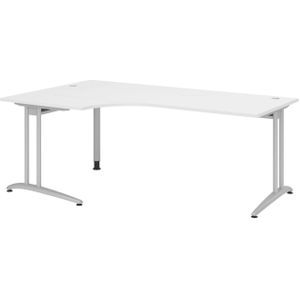 Winkelschreibtisch 90° TARA, C-Fuß, Rechteck,  B 2000 mm, weiß