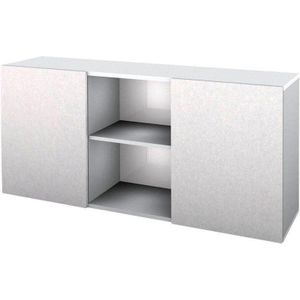 mcbuero.de Sideboard 2 OH BxTXH 160x42x74,8cm Schiebetüren Grau/Silber