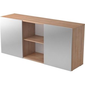 Dressoir met Schuifdeuren - Walnoot/Zilver - 160 x 42 x 74,8 cm - Kapa 1780