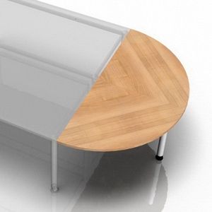 HAMMERBACHER Anbautisch höhenverstellbar LA160 nussbaum, weiß halbrund 80,0 x 160,0 x 65,5 - 82,5 cm