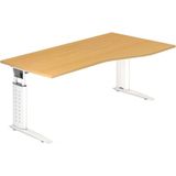 UNDA 18 W | Bureau - 180 x 100 Tafelhoogte I In hoogte verstelbaar Beuken/Wit