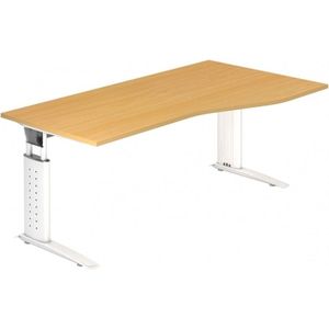 UNDA 18 W | Bureau - 180 x 100 Tafelhoogte I In hoogte verstelbaar Beuken/Wit