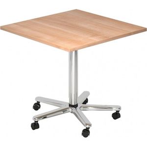 BISTRO 88Q C - Systeem conferentietafel Walnoot 80 x 80 Chroom