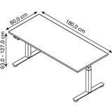 HAMMERBACHER XDSM19 elektrisch höhenverstellbarer Schreibtisch nussbaum rechteckig, T-Fuß-Gestell silber 180,0 x 80,0 cm