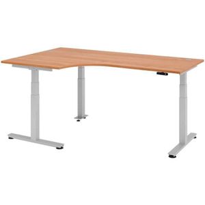 Hoekbureau, elektrisch in hoogte verstelbaar, links, b x d = 2000 x 1200 mm, notenhout