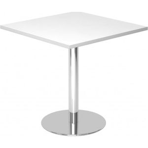 BISTRO F88Q C - Systeem conferentietafel Wit 80 x 80 Chroom