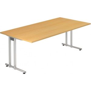 NANO 2E S | Bureau - 200 x 100 Beuken/Zilver