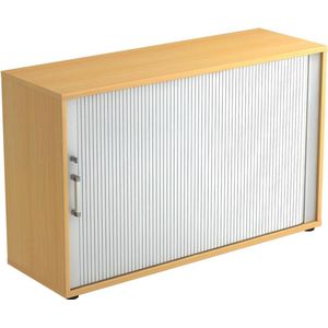 Querrollladenschrank TARVIS, 2 Ordnerhöhen, B 1200 x T 400 x H 825 mm, abschließ- & stapelbar, Buche-Dekor/alusiber