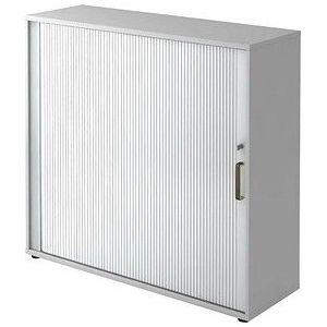Roldeurkast, 2 legborden, 1 tussenwand, lichtgrijs