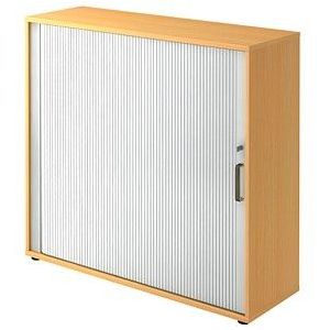 Roldeurkast, 2 legborden, 1 tussenwand, beukenhoutdecor