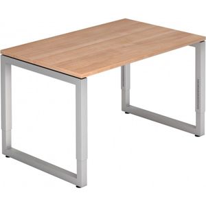 Schreibtisch O-Fu&#223; eckig 120x80cm Nussbaum Silber