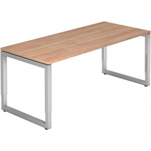 eurokraft pro ANNY - Bureautafel met frame van vierkante staalbuis, b x d = 1800 x 800 mm, notenhoutdecor