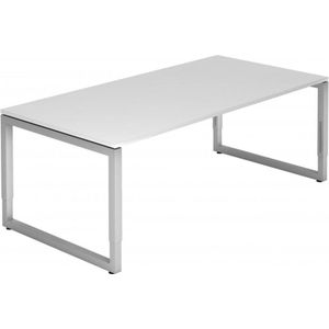 REGO 2E S | Bureau - 200 x 100 Tafelhoogte I In hoogte verstelbaar Wit/Zilver