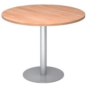 Bistro - F100R - Vergadertafel - Walnoot/Zilver - Ø 100 x 74,5 cm