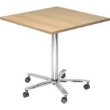 BISTRO 88Q C - Systeem conferentietafel 80 x 80 Chroom Eiken