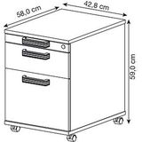 HAMMERBACHER Savona Rollcontainer eiche 3 Auszüge 42,8 x 58,0 x 59,0 cm