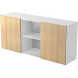 Dressoir met Schuifdeuren | Wit/eik | 160 x 42 x 74,8 cm | Kapa 1780