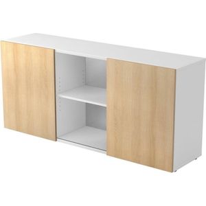 Dressoir met Schuifdeuren | Wit/eik | 160 x 42 x 74,8 cm | Kapa 1780