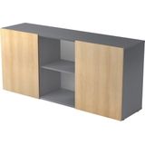 Dressoir met Schuifdeuren | Grafiet/Eik | 160 x 42 x 74,8 cm | Kapa 1780