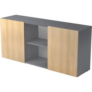 Dressoir met Schuifdeuren - Grafiet/Eik - 160 x 42 x 74,8 cm - Kapa 1780