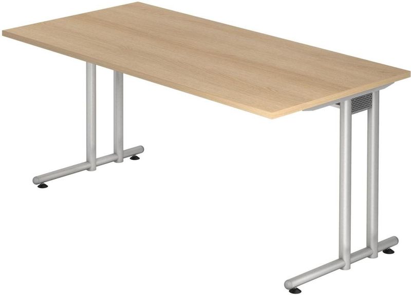mcbuero.de Schreibtisch 160x80cm Eiche/Silber
