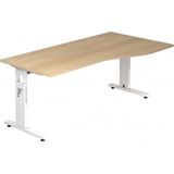 MEGA 18 W | Bureau - 180 x 100 Tafelhoogte I In hoogte verstelbaar Eiken/Wit