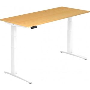 Sitz-Steh-Schreibtisch elektrisch 180x80cm Buche Wei&#223;