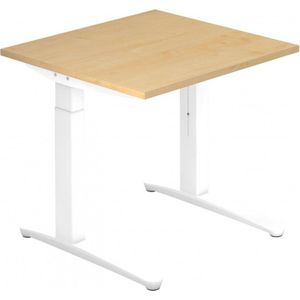 eurokraft pro ANNY - Bureautafel met C-vormig onderstel, in hoogte verstelbaar 650 - 850 mm, breedte 800 mm, ahornhoutdecor / wit