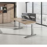 mcbuero.de Schreibtisch C-Fuß 180x80cm Grau/Weiß
