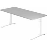 mcbuero.de Schreibtisch C-Fuß 180x80cm Grau/Weiß