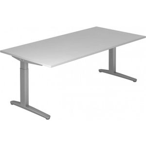 Schreibtisch TOPAS LINE, manuell höheneinstellbar, B 2000 mm, lichtgrau/silber/silber