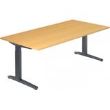 XTRA XB 2E GG | Bureau - Beuken 200 x 100 Tafelhoogte I In hoogte verstelbaar