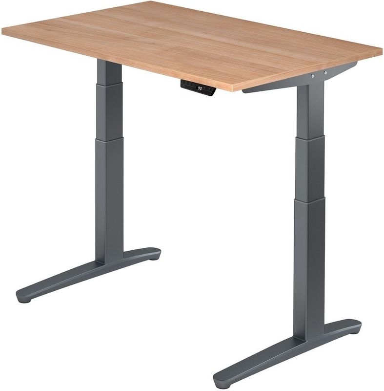 mcbuero.de Sitz-Steh-Schreibtisch elektrisch 120x80cm Nussbaum/Graphit