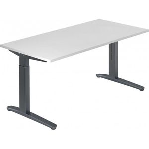 eurokraft pro ANNY - Bureautafel met C-vormig onderstel, in hoogte verstelbaar van 650 - 850 mm, breedte 1600 mm, wit / grafiet