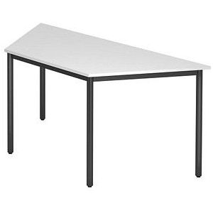 HAMMERBACHER Konferenztisch weiß, schwarz Trapezform, Rundrohr schwarz, 160,0 x 69,0 x 72,0 cm