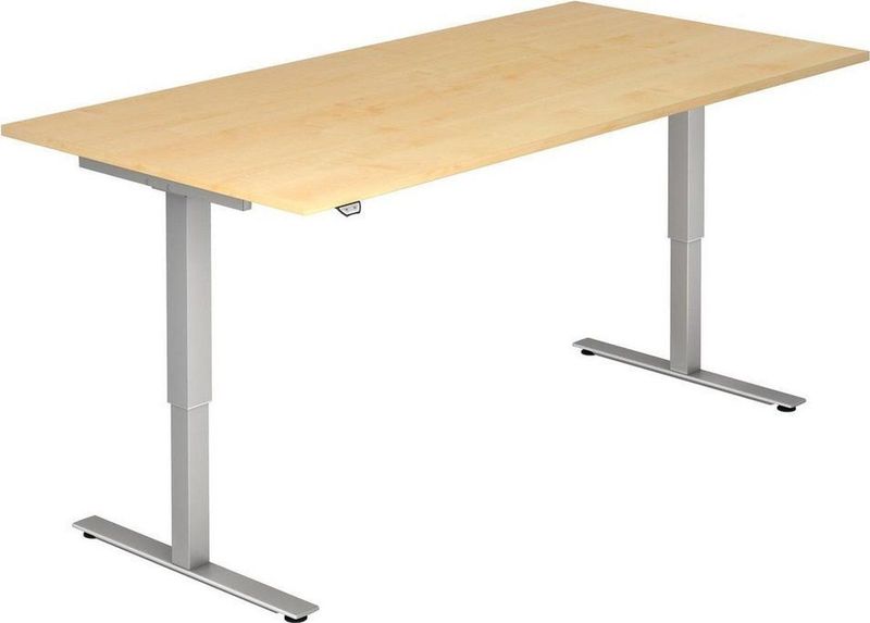 mcbuero.de Sitz-Steh-Schreibtisch elektrisch 200x100cm Ahorn/Silber