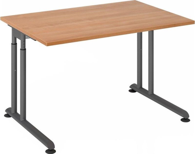 mcbuero.de Schreibtisch C-Fuß 120x80cm Nussbaum/Graphit