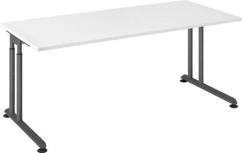 HAMMERBACHER Popular höhenverstellbarer Schreibtisch weiß rechteckig, C-Fuß-Gestell grau 180,0 x 80,0 cm