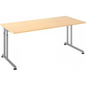 ZENO 19 S | Bureau - 180 x 80 Esdoorn/Zilver Tafelhoogte I In hoogte verstelbaar