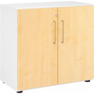 Schränke Breno, 2 OH, abschließbar, 28 kg je Boden, B 800 x T 420 x H 748 mm, weiß/Ahorn