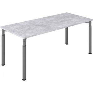 VERA-ZWO - Bureautafel met 4 poten, in hoogte verstelbaar, b x d = 1800 x 800 mm, blad betonlook, frame grafiet