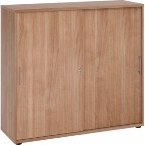 eurokraft pro Schuifdeurkast, hoogte 1100 mm, 2 legborden, notenhoutdecor