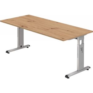 MEGA 19 S | Bureau - 180 x 80 Tafelhoogte I In hoogte verstelbaar Essen-Eik/Zilver