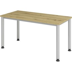 eurokraft pro RENATUS - Bureau Mini-Office 4, onderstel met 4 poten rond, breedte 1400 mm, eikenhoutdecor