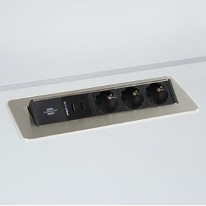 ELDUSB0 | Verdeeldoos (zonder frezing) | 3 x stekkerdoos | 2 x USB - Accessoires Alu