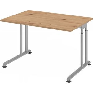 ZENO 12 S | 120x80 | Bureau - 120x80 Tafelhoogte I In hoogte verstelbaar Essen-Eik/Zilver