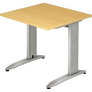 eurokraft pro NICOLA - Bureautafel, C-vormig onderstel, vaste hoogte, h x b x d = 720 x 800 x 800 mm, beukenhoutdecor