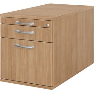 eurokraft pro Verrijdbaar ladeblok, 1 benodigdhedenlade, 1 materiaallade, 1 hangmappenlade, diepte 800 mm, notenhoutdecor