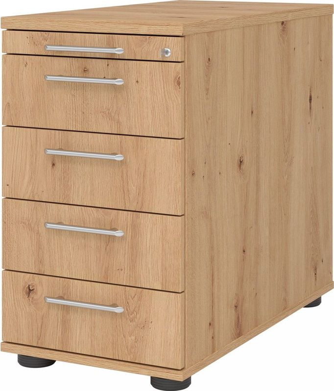 SIGNA SC50 RE - Rolcontainer Hout met 4 lades Knoestige Eiken Rail handvat (kunststof)